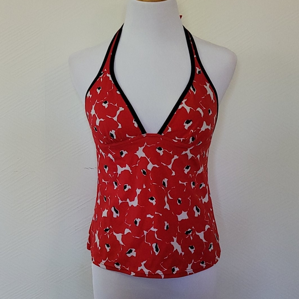 Victoria's Secret Red Black Poppy Halter Tankini